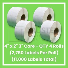 4″ x 2″ Direct Thermal Labels – 3-Inch Core, 4 Rolls, 11K Total Labels ZEBRA 4X2