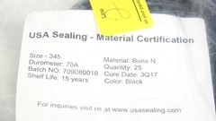 USA Sealing Buna N Rubber O-Rings Size 345 QTY 25 – 2Q2017