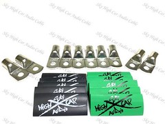 10 4 Gauge TINNED Copper Ring Terminals 1/4″ GREEN/BK Heat Shrink Tubing LUG