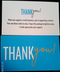100 x blue “When you support a small business, you’re supporting a dream.” cards