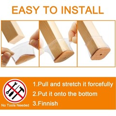 24 Pcs Chair Leg Floor Protectors for Hardwood Floors Square L, Clear-24pcs