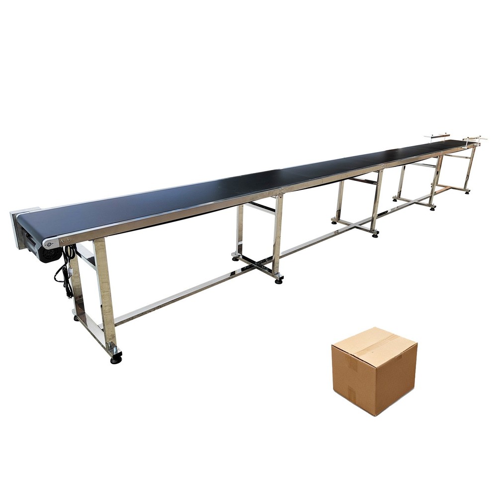 236*15.7in Black PVC Belt Conveyor Stainless Steel Body Adjustable Speed 370W