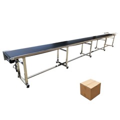 236*15.7in Black PVC Belt Conveyor Stainless Steel Body Adjustable Speed 370W