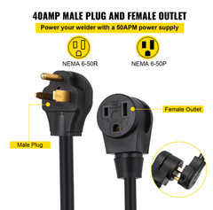 50 ft 40 Amp Welder Extension Cord 8/3 AWG Heavy Duty Power Cord 250V NEMA 6-50
