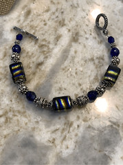 Murano Glass Austria Crystals and Bali Sterling Silver Bracelet #Italy #handmade