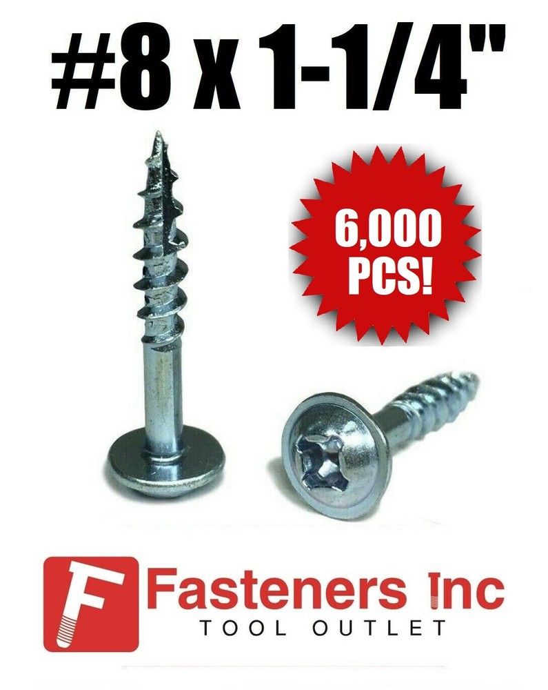 (Qty 6000) Kreg #8 X 1-1/4″ Zinc Coarse Thread Pocket Hole Screws Phil / Square