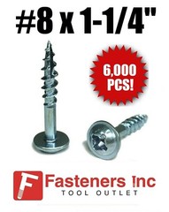 (Qty 6000) Kreg #8 X 1-1/4″ Zinc Coarse Thread Pocket Hole Screws Phil / Square