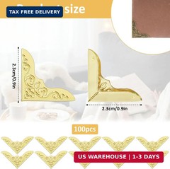 100 PCS Metal Book Corner Protectors, Vintage Gold Book Corner Covers Iron Paper