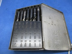 vintage Huot Drill Bit Index Set 1/16 to 1/2 Made in USA 28 Piece Case Bits