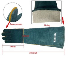 Animal Handling Gloves Bite Proof,23.7 inch Leather Bite Proof Gloves for Gra…