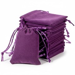 Exircy 15pcs Velvet Bags with Drawstrings, 3 x 4inch Purple Dice Bags Small V…