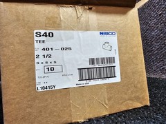 (QTY 10) Nibco 401-025 2-1/2 Inch Slip x Slip x Slip Schedule 40 PVC Tee White