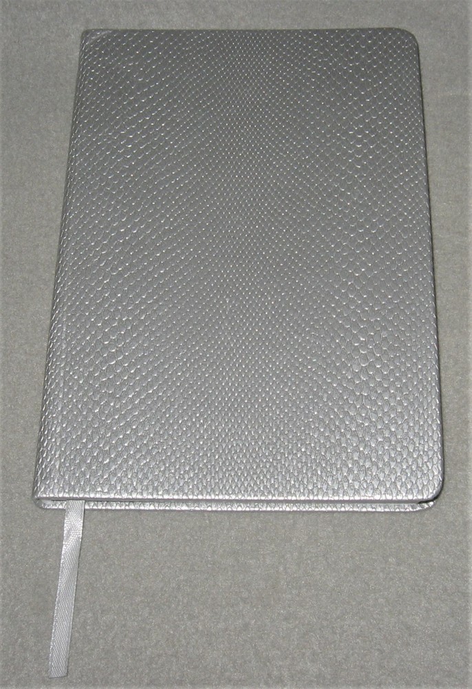 ECCOLO METALLIC SILVER SNAKE EMBOSSED WORLD TRAVELER LINED JOURNAL #OD438B