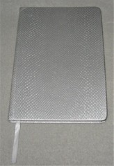 ECCOLO METALLIC SILVER SNAKE EMBOSSED WORLD TRAVELER LINED JOURNAL #OD438B