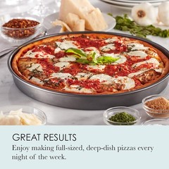 Chicago Metallic 14-Inch Deep Dish Pizza Pan, Nonstick Carbon 14-Inch, Silver