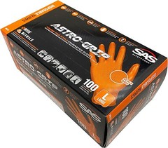 SAS ASTRO GRIP ORANGE Nitrile Gloves Powder Free NEW 7mil Version 100/BX MD-L