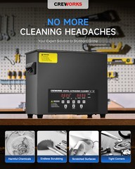 CREWORKS 6L Black Titanium Steel Ultrasound Cleaner with Digital Timer & Heater