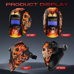 VILSIN True Color Auto Darkening Welding Helmet with Flames Welding Mask Larg…