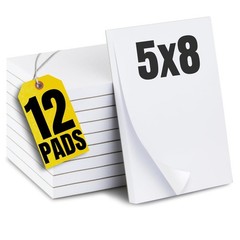 Unruled Memo Pads 5×8 – White Scratch Pads, 100 Sheets, 12-Pack for Office Use