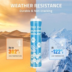 PAULINN Silicone Sealant, 100% Silicone Caulk Clear Waterproof for RV, Kitchen,
