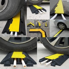 3 Pack Dual Channel Rubber Cable Protector Ramp 2 Channel Traffic Speed Bump