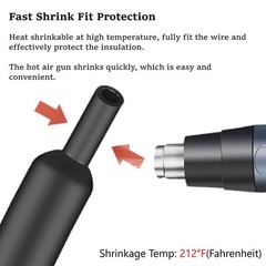 3:1 Heat Shrink Tube-1/4″ Black Dual Wall Marine Adhesive Glue Lined Waterproof