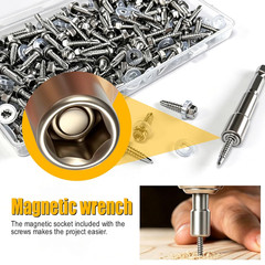 210Pcs ＃8×1″ Self Tapping Screws for Metal,410 Stainless Steel,Metal Screws Self