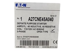 Eaton A27CNE45A040 Definite Purpose Starter 45A 3‑Phase 120V Coil | IEC/DP Conta