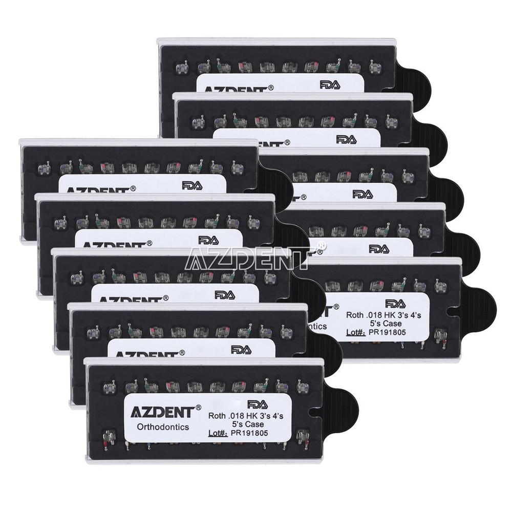 20 X AZDENT Dental Orthodontic MIM Bracket Braces Mini Roth 018 Hooks 3-4-5