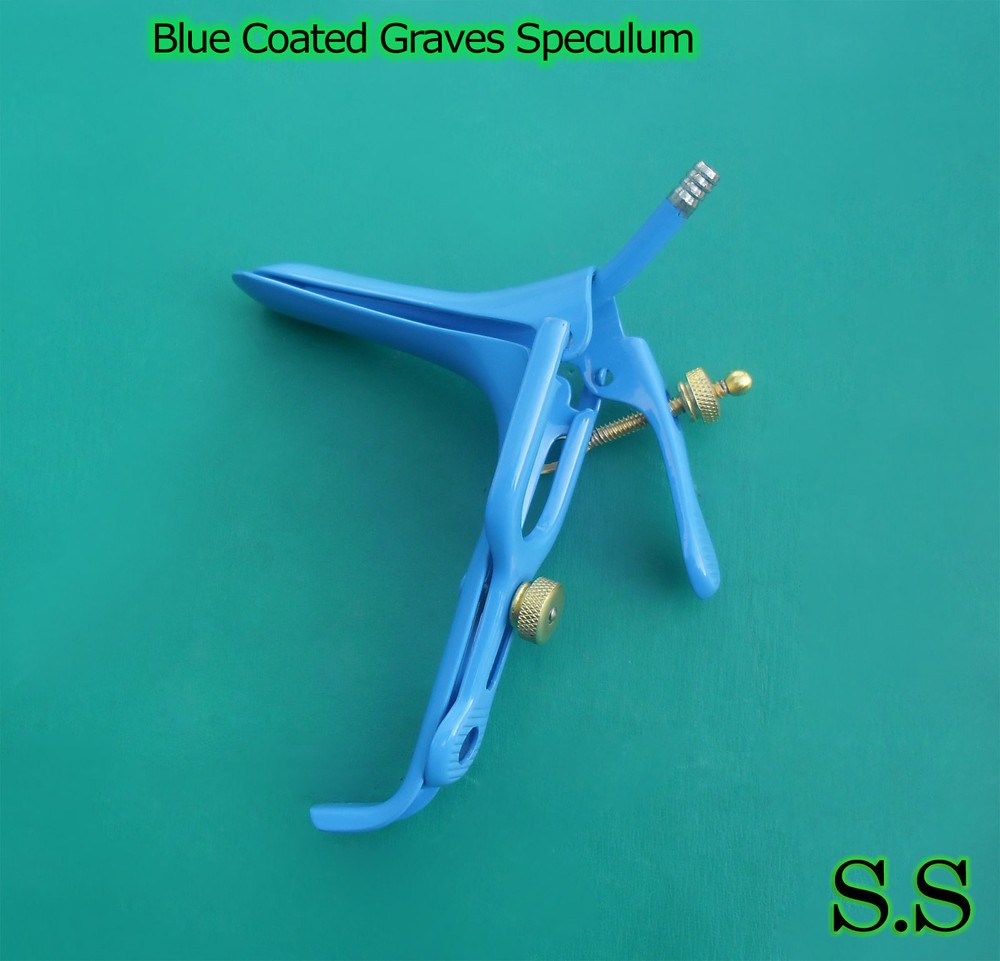 Blue Coated LLETZ LEEP GRAVES Vaginal Speculum Medium Gynecology Surgical