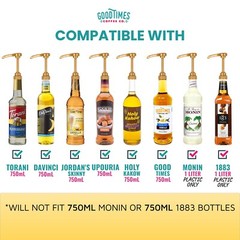 Gold Coffee Syrup Pump for 750 ml Bottles (Pack of 6) Fits Torani and more