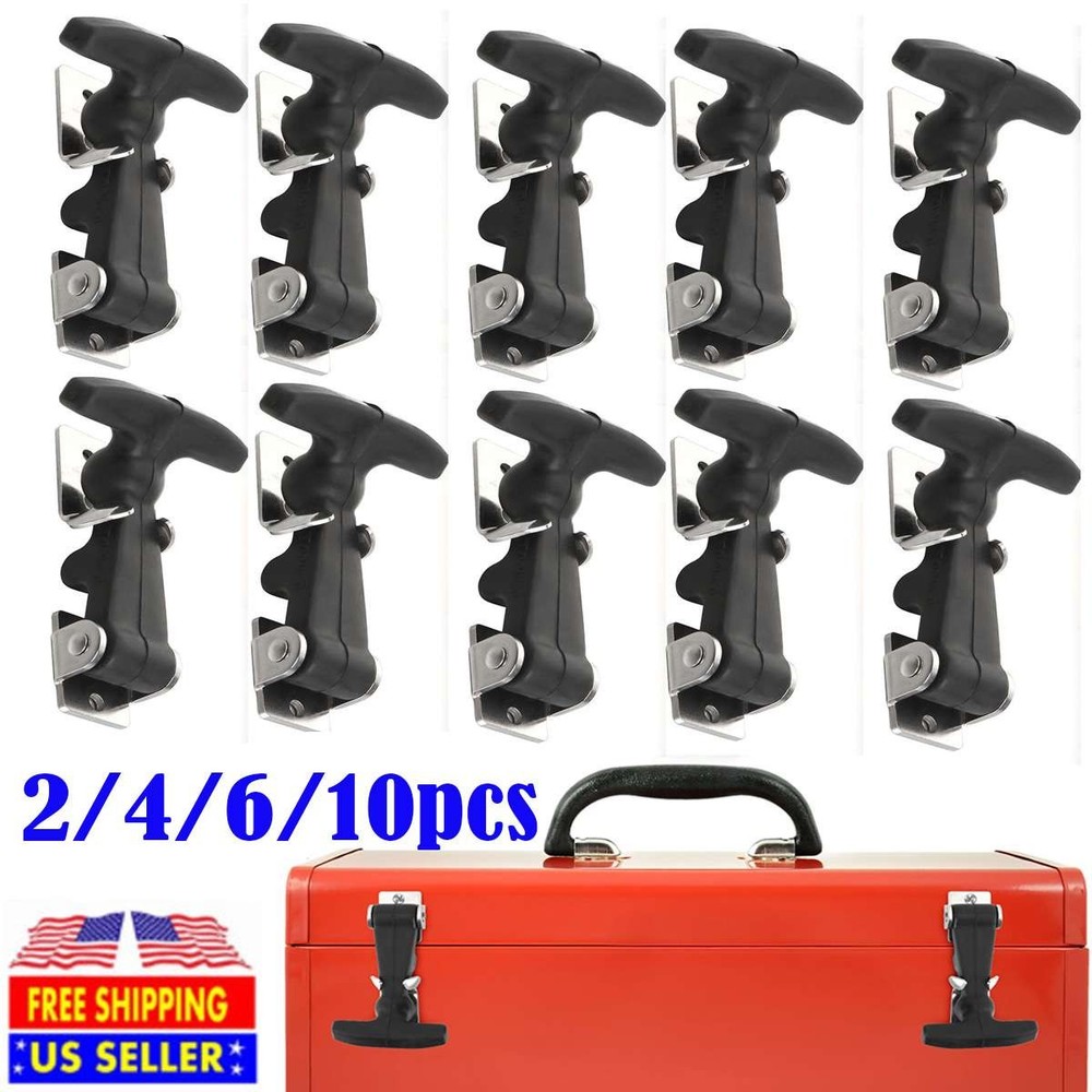 2-10X Rubber Flexible T-Handle Hasp Draw Latch for Tool Box RV Cooler Golf Cart