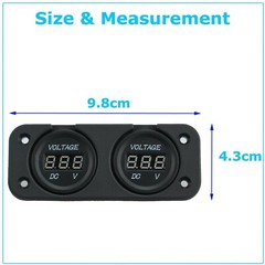 DC 12/24V Car Dual Battery RED LED Digital Volt Meter Boat Voltage Marine Gauge