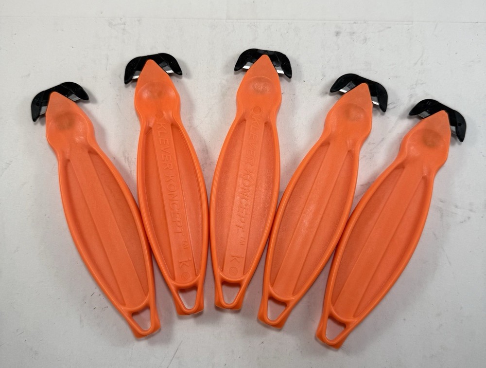 5 Knives (NEW) Klever Kutter Koncept Safety Box Cutter Knives, Orange