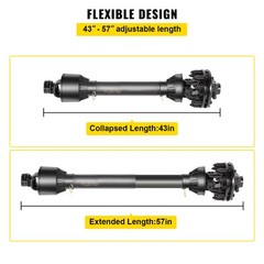 PTO Shaft PTO Drive Shaft 1-3/8″ 6 Spline Ends T5 43″-57″ for Brush Hog