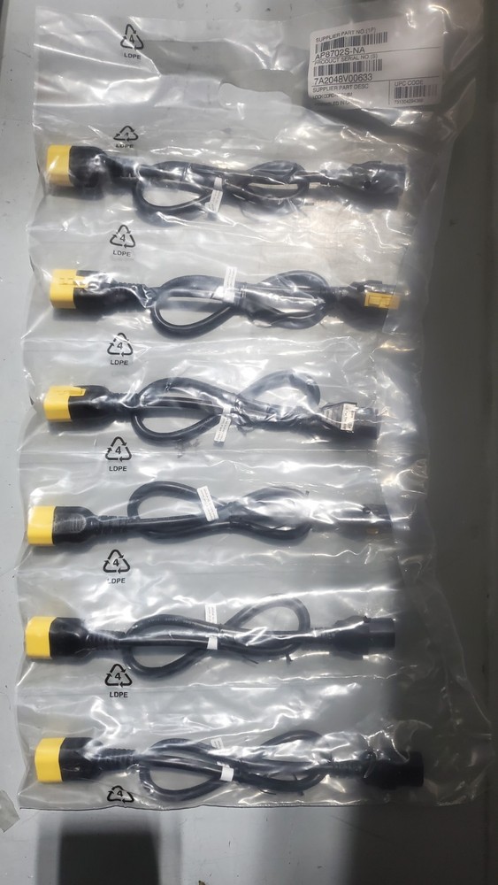 *LOT OF 6* AP8702S-NA LOCKING POWER CORD KIT 0.6M Rack Power Cord