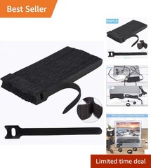 6 Inch Hook and Loop Cable Ties – 60 Count for Simple Cord Management
