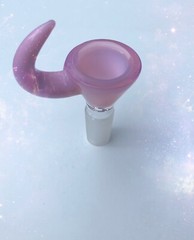 14mm Glass Bowl Horn PINK Handle Martini Bowl One hole push Male Viking bowl
