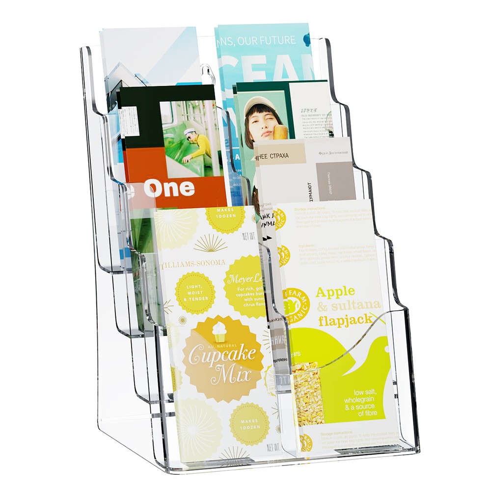 VEVOR Acrylic Brochure Holder 8.5 x 11 inch 4-Tier Literature Display Stand Rack