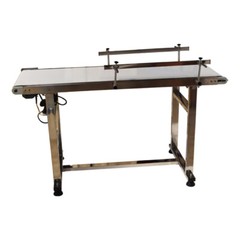 53in*15.7in White PVC Belt Conveyor with Double Guardrail Adjustable speed 110V