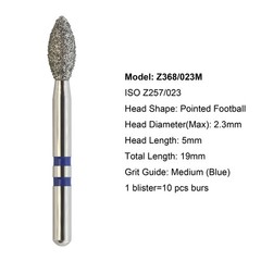 Dental Diamond Burs Zirconia Cutter FG Football Ball Round End Taper Cylinder