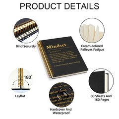 WUUCKOO Mindset Definition 80 Sheets 160 Pages Funny Spiral 8.07 x 5.9 inches