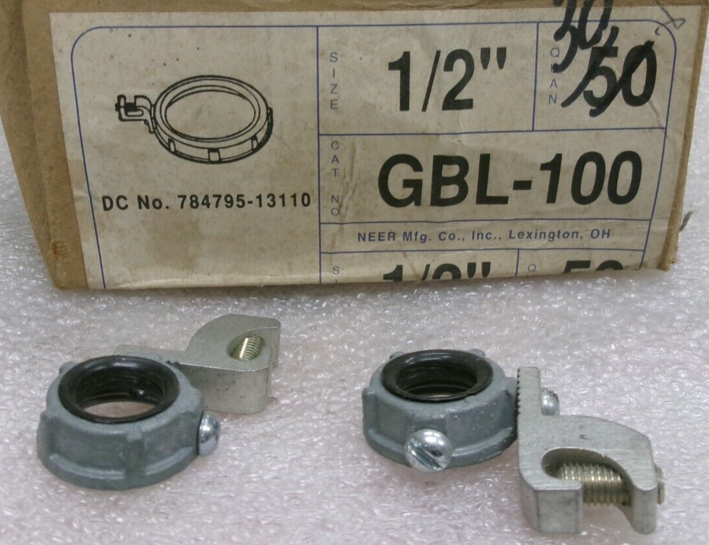 NEER GBL-100 1/2 INCH Insulated Grounding Bushing with Lay-In Lugs (2) PCS #139C