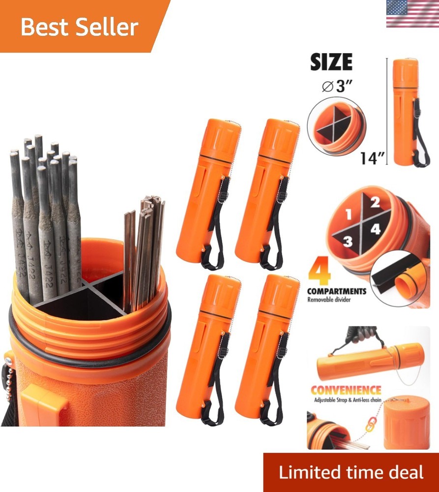 Welding Electrode Storage Tube – Moisture-Proof 4-Pack with Triple Organization