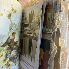 Junk Journal- Grungy, Textile Postcard