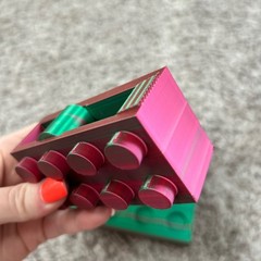 3D Printed Building Block Desk Organizer Set Pink Green Iridescent Drawer Tape