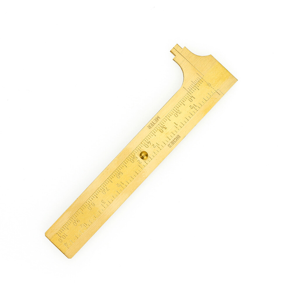 Brass Mini Caliper 4″ Measuring Tool- Millimeters and 1/16 Inches
