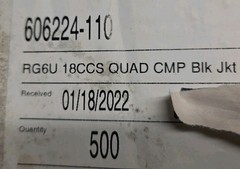 Windy City Wire RG6QP-BLK-500 CCS Coax