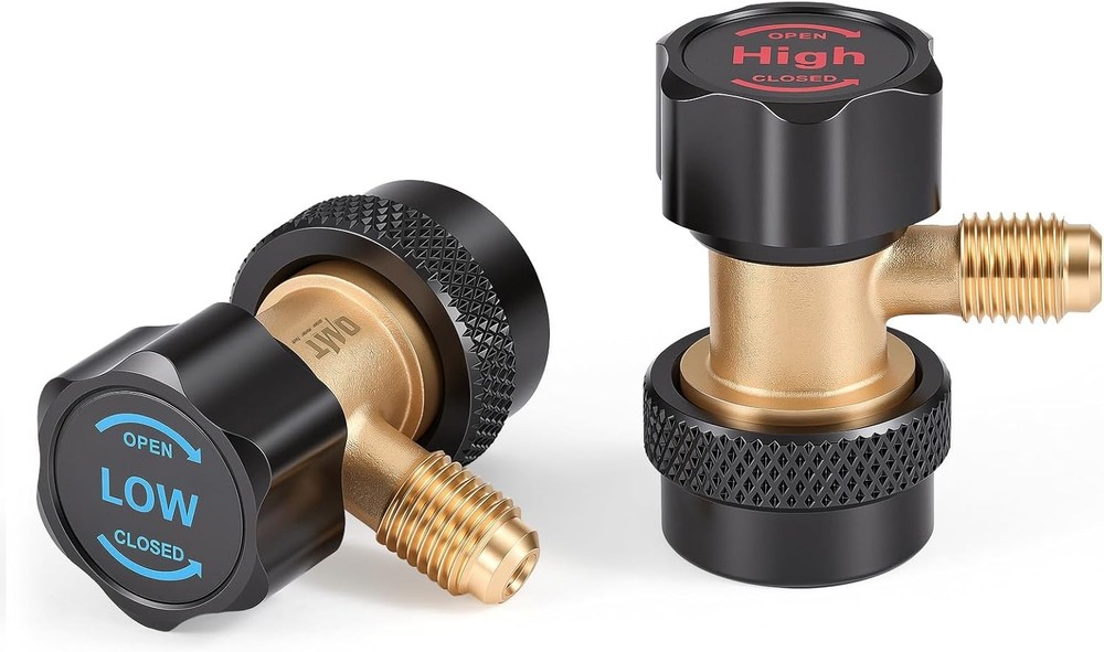 R134a Adjustable Quick Coupler Set H/L Pressure w/1/4″ Male Flare for AC Service