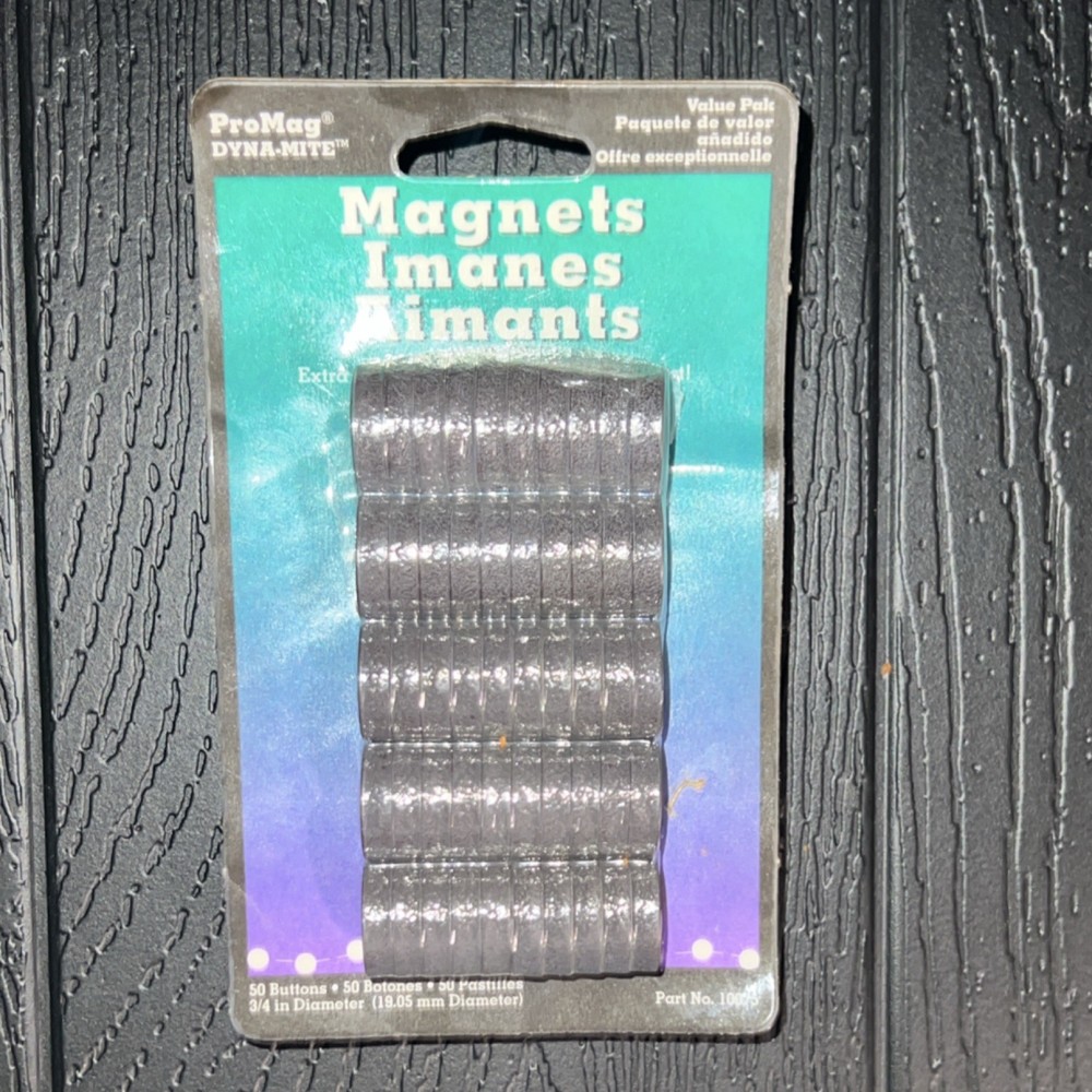 ProMag DYNA-MITE Disc Magnets Gray 50 Pack 3/4 in (19.05 mm) vintage 1999